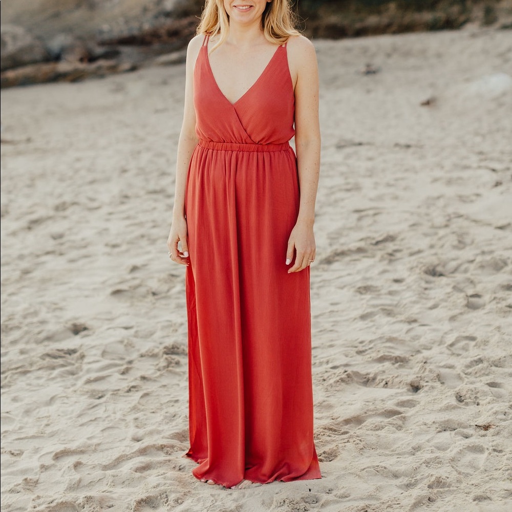 Lulus Lost in Paradise Rusty Rose Maxi Dress
